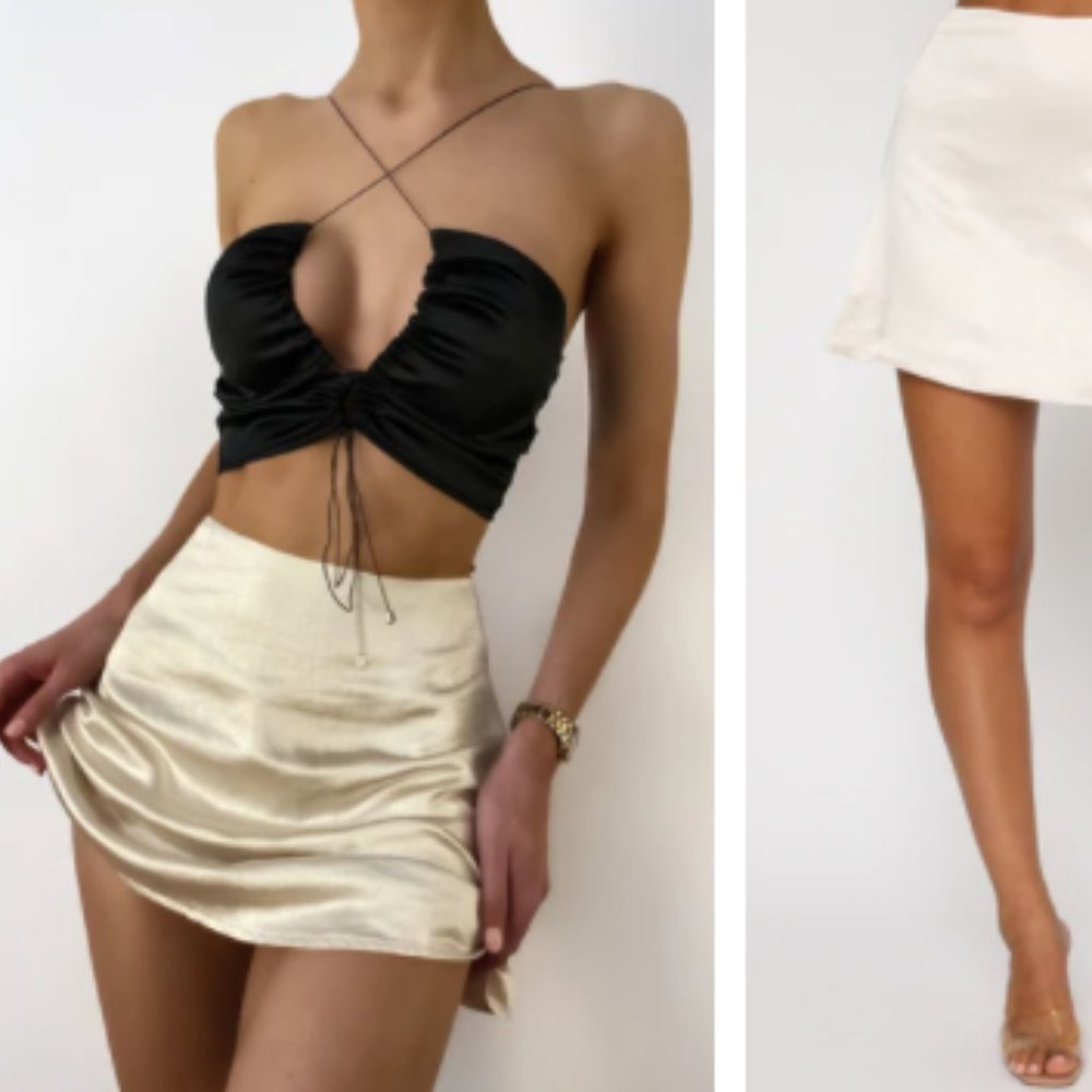 White Fox Champagne mini skirt size S (4)